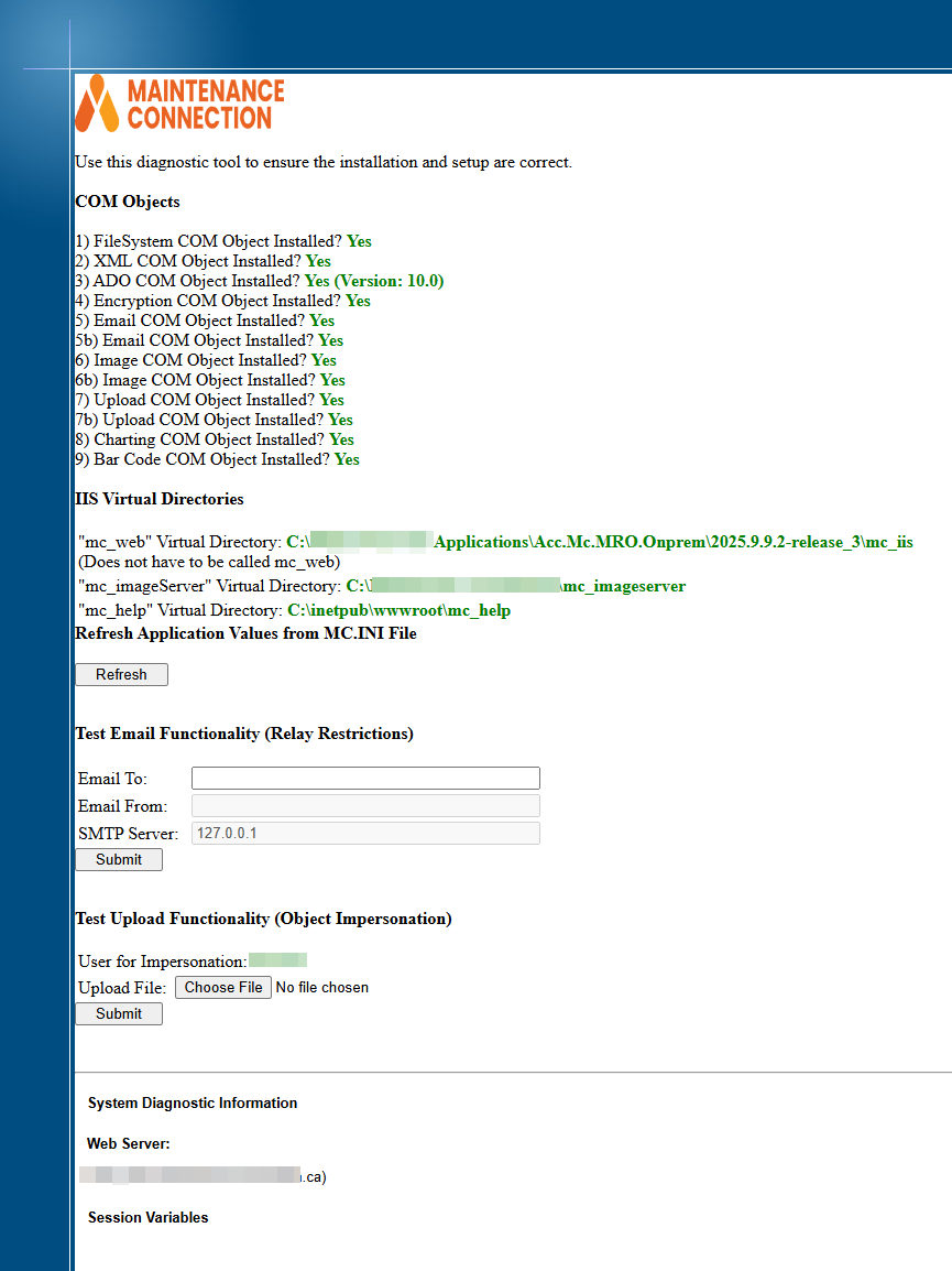 Shows Accruent diagnostic tool running