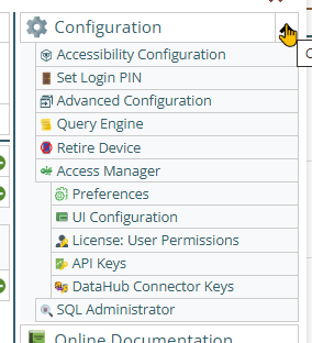 Shows the Access manager directly from the main menu