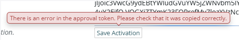 Shows error in approved token.