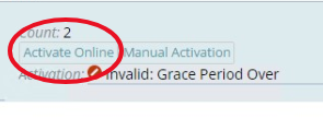 Shows the Activate Online button