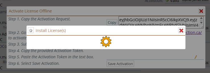 Pasted in Step 5, and wait for the license to be installed.