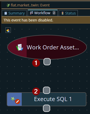 Shows the 2 clicks required to join the trigger and the event