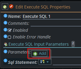 Shows the Add button for parameters