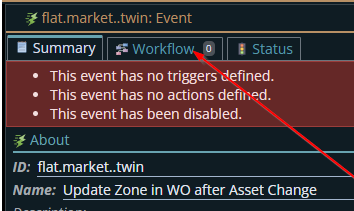 Shows position of Workflow tab