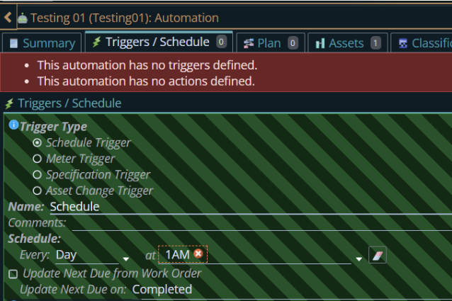 Shows how to select a Trigger Type.