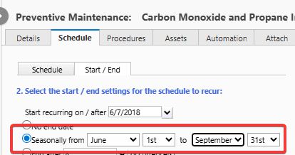 Shows it won't create Work Orders out of the season you specify.