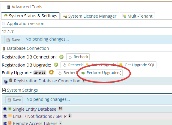 Shows preparing to perform upgrade in SSMS instead of in MCe's Advanced tools