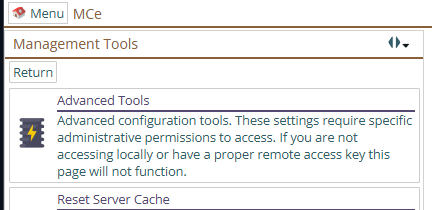 Shows the Advanced tools option