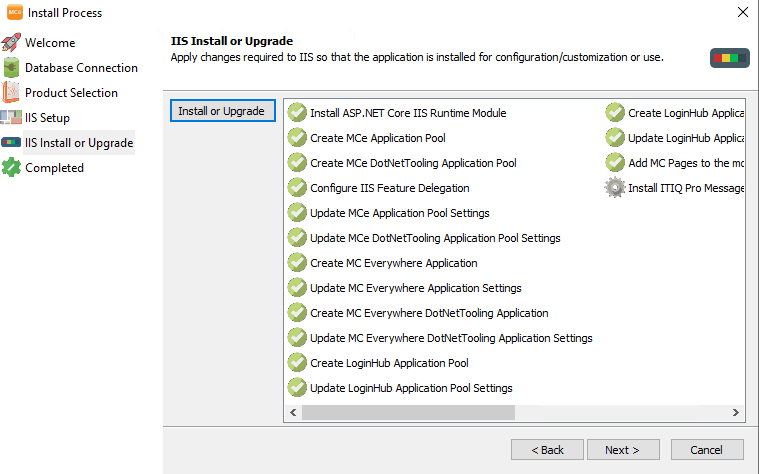 Shows Install progress and successes