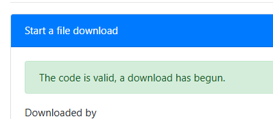 shows screen after server confirms valid code