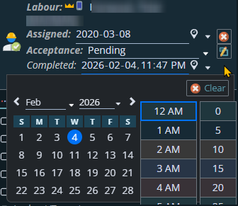 Shows changing or clearing the completed date on an assignment