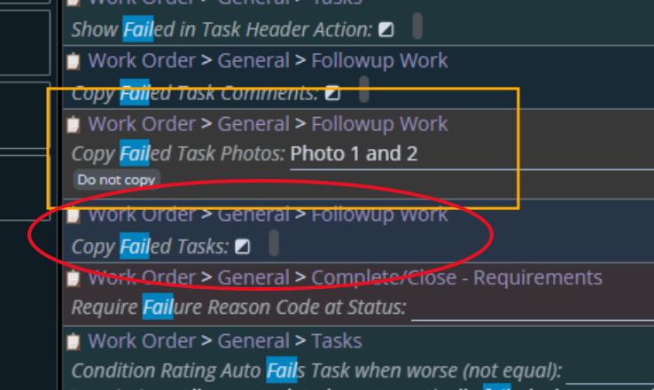 SHows that Failed Tasks has to be set, otherwise the failed task photos won't copy.