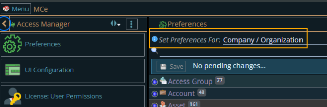 Preferences configuration