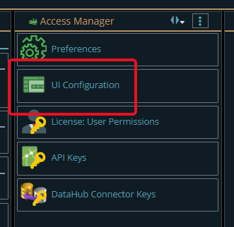 Shows UI Configuration button from Access Manager button