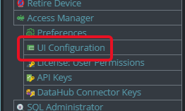 Shows UI Configuration button from Main menu