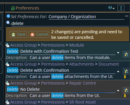 Shows setting the delete options in the Preferences