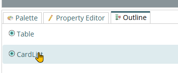 Shows picking a high level component in Outline view