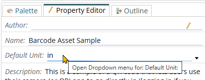 Shows setting the Default unit type for a high level component