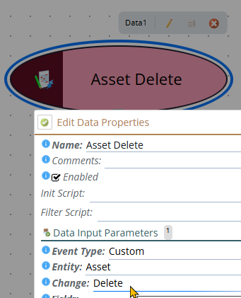 Shows where the Delete change type is selected