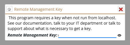 Shows the Remote Management Key dialog