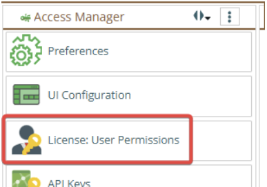 Shows License User Permissions in Access Manager