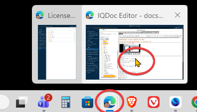 Shows selecting a window that may be apparently off the screen