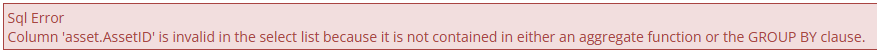 Shows sample SQL error