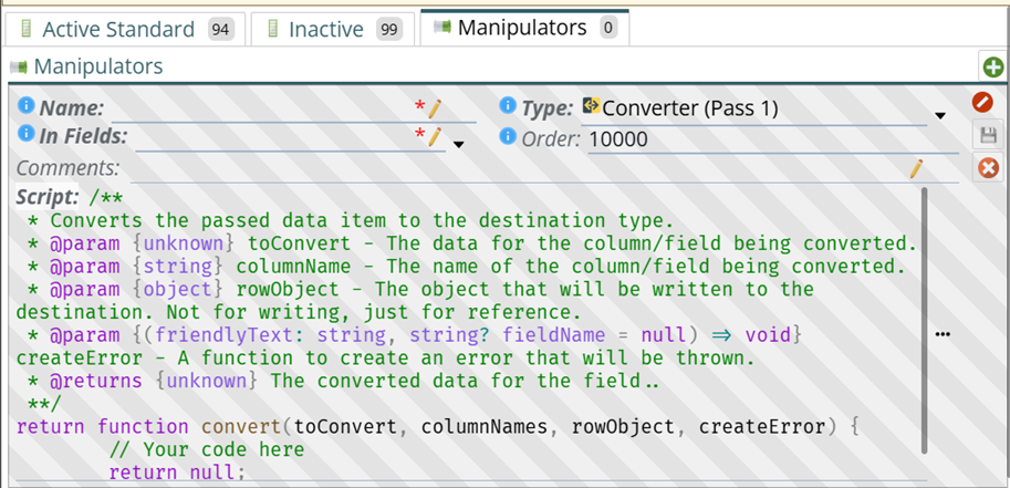 Converter Configure fields