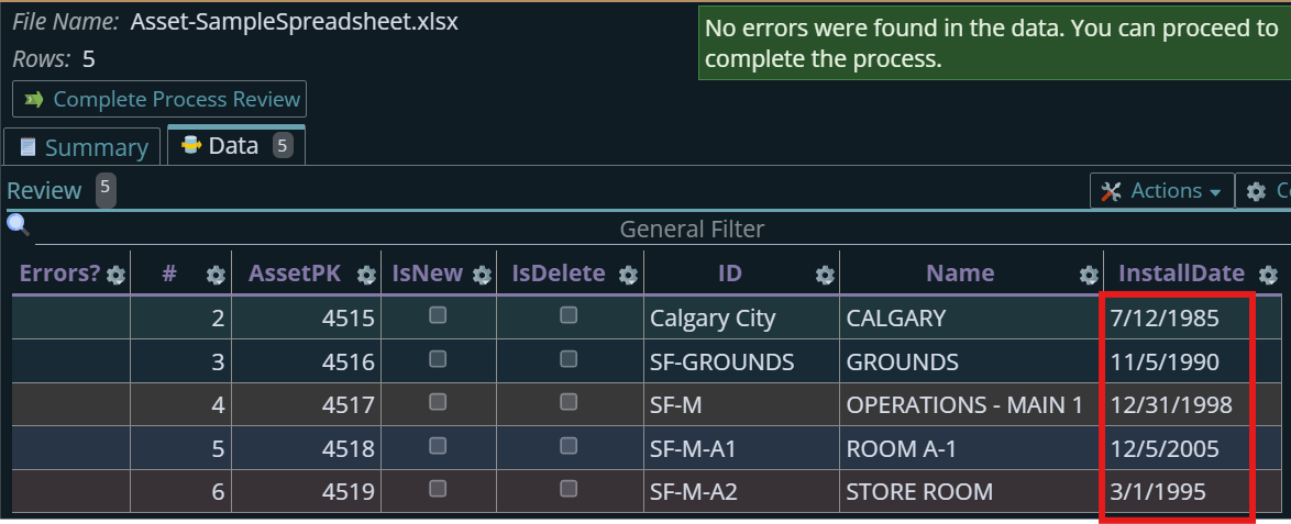 Shows Output of Custom Date Parsing