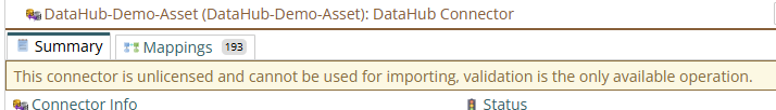 Shows the connector needs to be licensed before importing