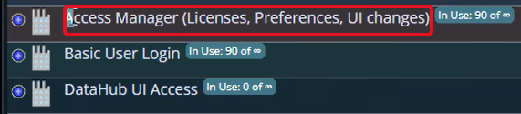 Shows where the Access Manager license is