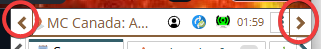 Shows the gold arrow heads when there are more panels than fit on your screen, in this case, both to the left and the right