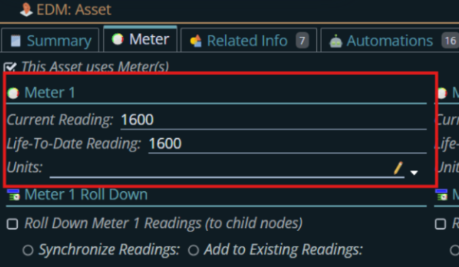 Shows the current meter reading.