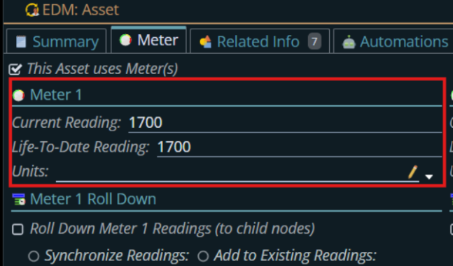 Shows the changed meter reading.