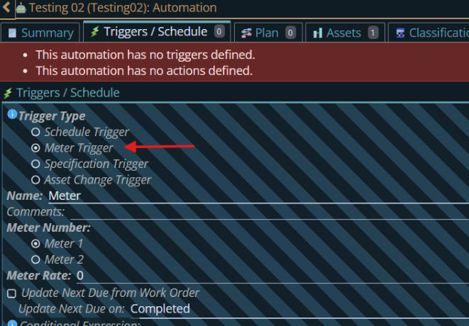 Shows how to select a Trigger Type.