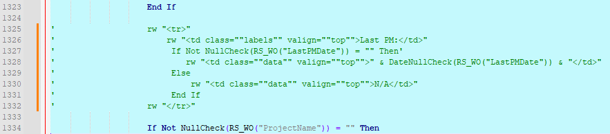 Shows commenting out the code rather than deleting it - making it easier to revert