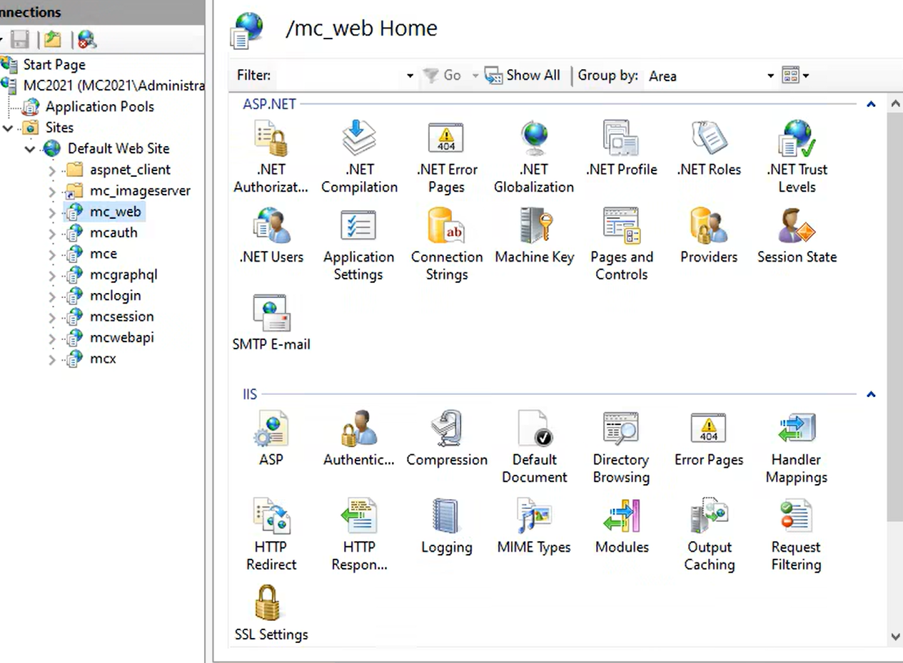 Shows using IIS to find where the report is located