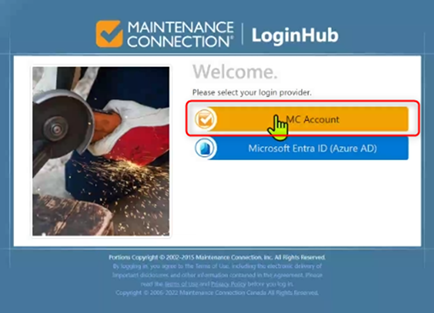 Shows a, in this case unwanted, MC Account login button
