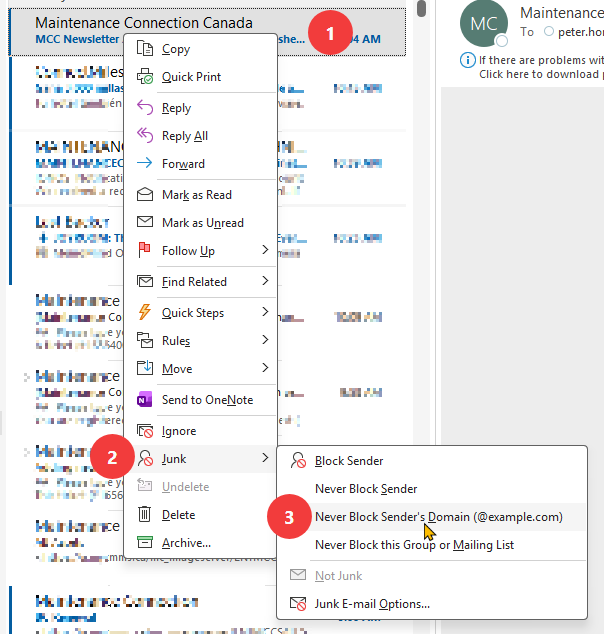add safe sender list